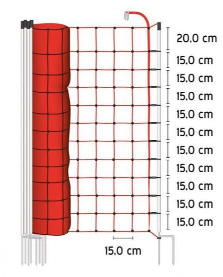 RETE ELETTRIFICABILE 2 PUNTE PER LUPI EURONETZ 170 cm 25 m